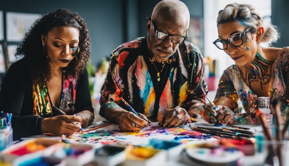 artists competing in body painting show