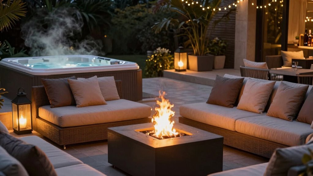 outdoor lighting enhances privacy ambiance