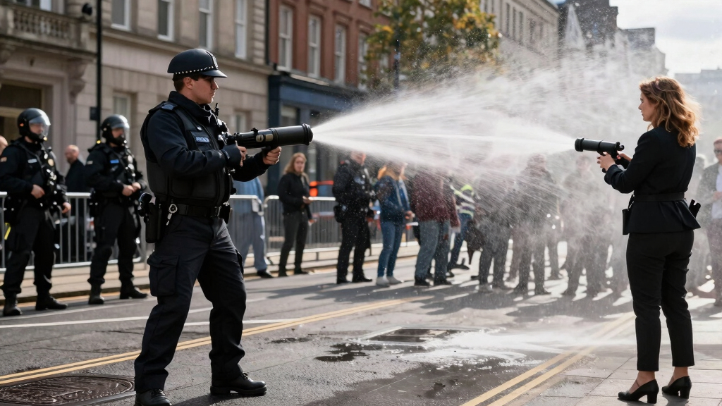 Police blast water cannons at protesters amid unrest over stabbing in Belfast
