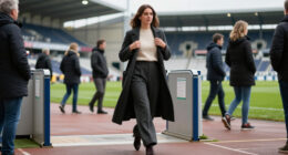 Princess Kate Dresses Up A Pair Of Comfy Wide-Leg Pants For A Trip To The Rugby Pitch